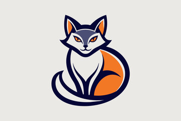 minimalistic style stylized cat combined into an