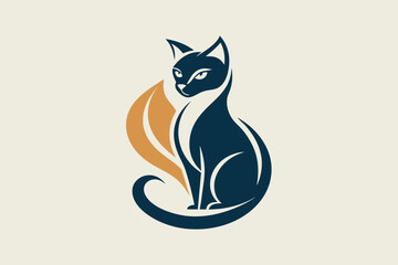 minimalistic style stylized cat combined into an