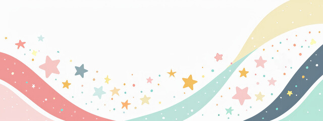 A colorful wave of stars with a white background