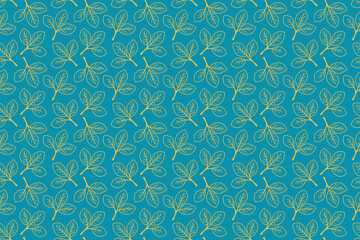 Hand drawn floral pattern vector design. Simple ornament with plant and leaf.