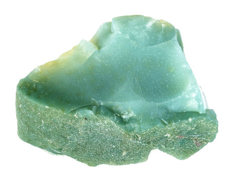 specimen of natural raw chrysoprase rock cutout