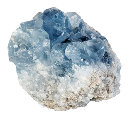 specimen of natural raw celestite rock cutout