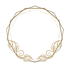 Vector polygonal vintage style frame with floral decoration. - 760523264