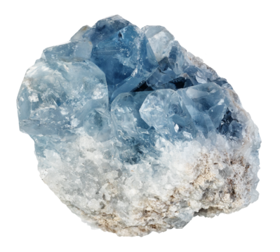 specimen of natural raw celestite rock cutout