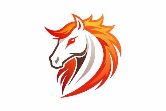 fire horse stallion head logo white background