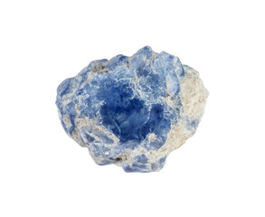 specimen of natural raw blue spinel crystal cutout
