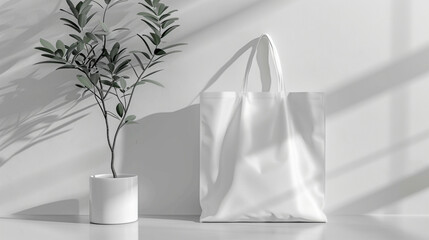 White eco bag mockup сreated with Generative Ai