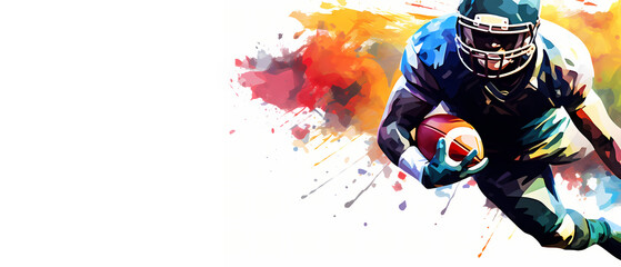 Pastel Pigskin: Vibrant Watercolor Clipart of Football