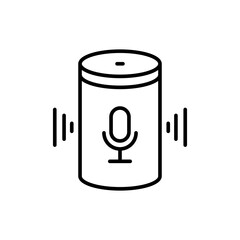 Voice assistant device outline icons, minimalist vector illustration ,simple transparent graphic element .Isolated on white background