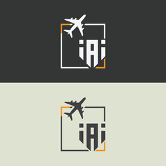 iAi initial monogram logo with square style design.