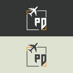 PD initial monogram logo with square style design.
