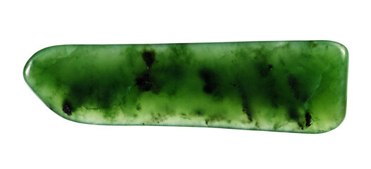 natural polished green nephrite stone cutout
