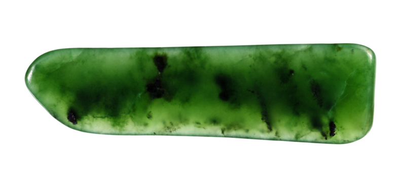 natural polished green nephrite stone cutout