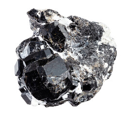 druse of natural melanite black garnets cutout
