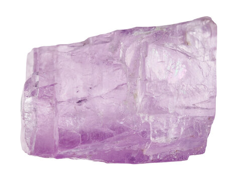 specimen of natural rough kunzite crystal cutout