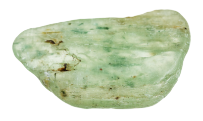 natural tumbled green kyanite rock cutout