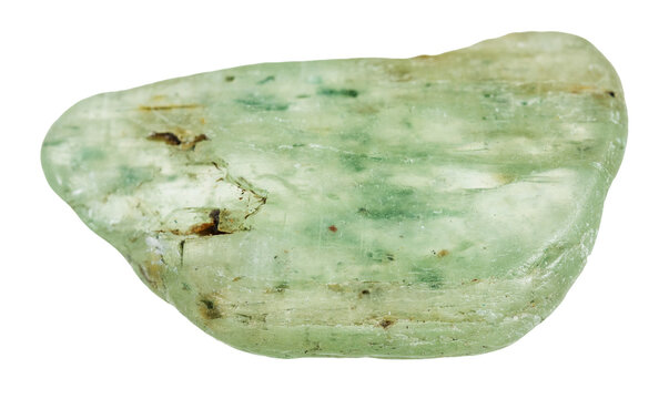 natural tumbled green kyanite rock cutout