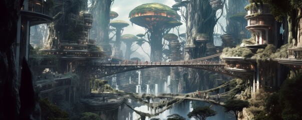 Elves using digital twins to architect futuristic cities in the heart of ancient forests