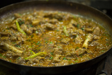 Mutton karahi being cooked