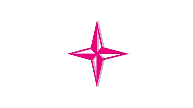 3d pinwheel toy star logo icon loopable rotated pink color animation white background