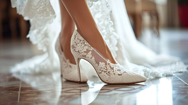 white wedding shoes.  generative ai 
