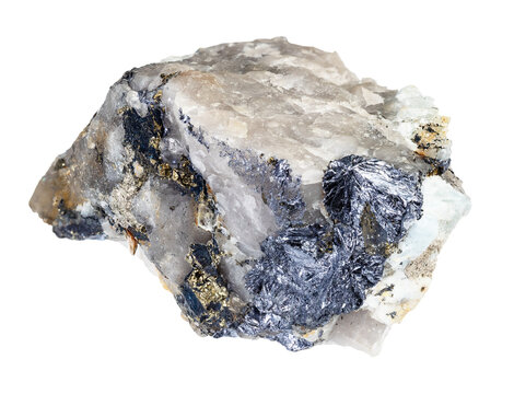 molybdenite and chalcopyrite in beryl rock cutout