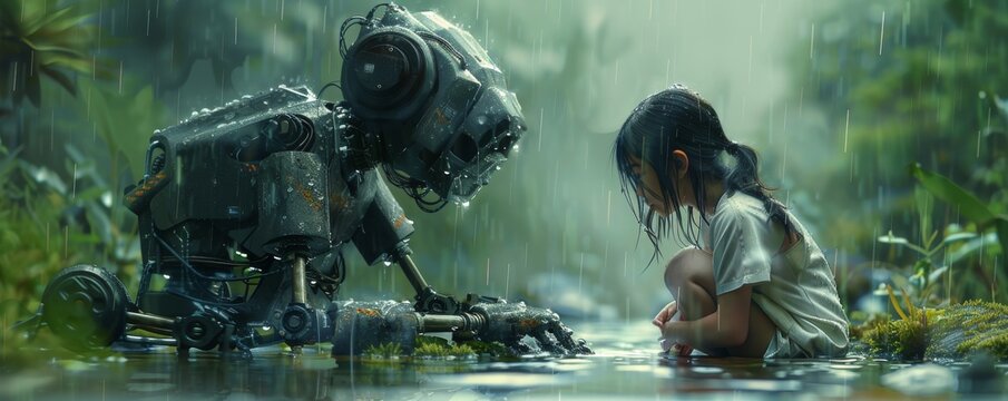 Robotics and machine learning facilitating a dialogue between humans and mystical creatures in parallel universes