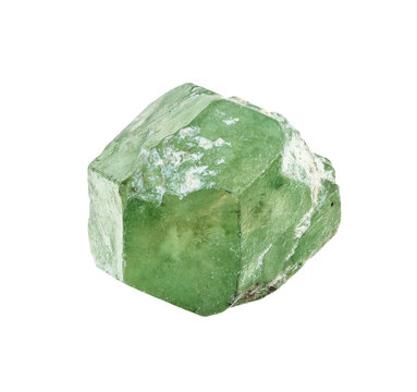 natural single demantoid crystal cutout