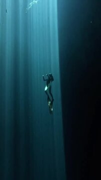 Girl diving in the sea