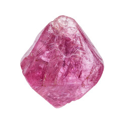 specimen of natural raw pink spinel crystal cutout