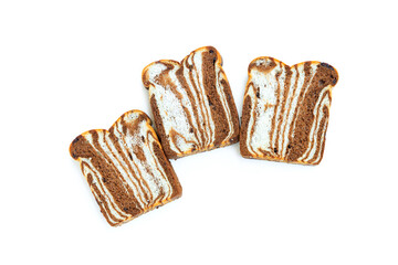 Two tone chocolate bread with Chocolate chip isolated on background, homemade chocolate bread