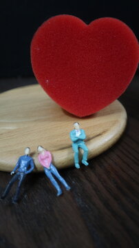 people with red heat and strawberry design for story and connotation concept