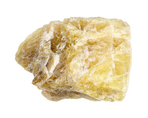 natural raw yellow tourmaline mineral cutout