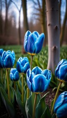 AI generated photo of blue Tulips