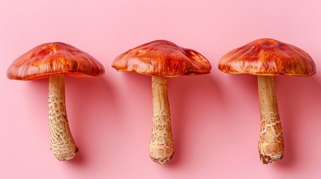 Velvet pioppini mushrooms on pastel colored background   agrocybe aegerita in soft hues