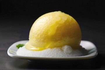 ice cream in pista kulfa and mango flavours and speacial flavours with orea unique ice cream background 