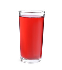 Tasty cranberry juice in glass isolated on white
