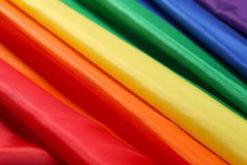 Rainbow LGBT flag as background, closeup view