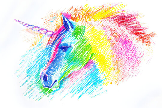 colorful sketch of a unicorn