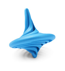 One blue spinning top isolated on white