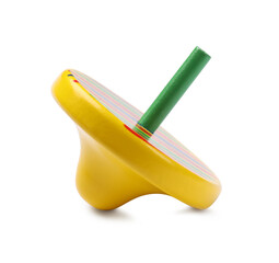 One bright spinning top isolated on white