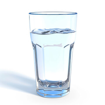 Glass of water on a white background. 3d rendering.
