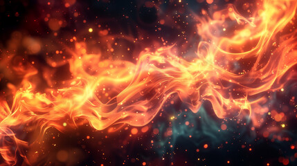 Fire flames on black background