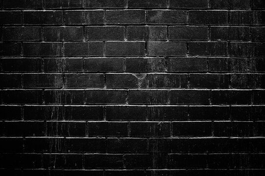 Fototapeta Black and white brick wall city texture backdrop