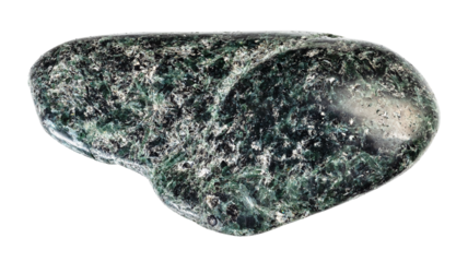 specimen of natural tumbled actinolite rock cutout