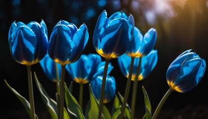 AI generated photo of blue Tulips