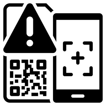 black qr code warning phone scan clip art preview