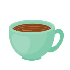 Green Cup with Hot Coffee or Chocolate Drink and Beverage Vector Illustration