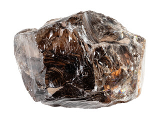 specimen of natural raw smoky quartz rock cutout
