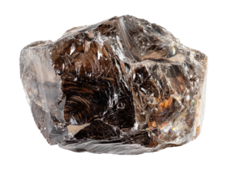 specimen of natural raw smoky quartz rock cutout